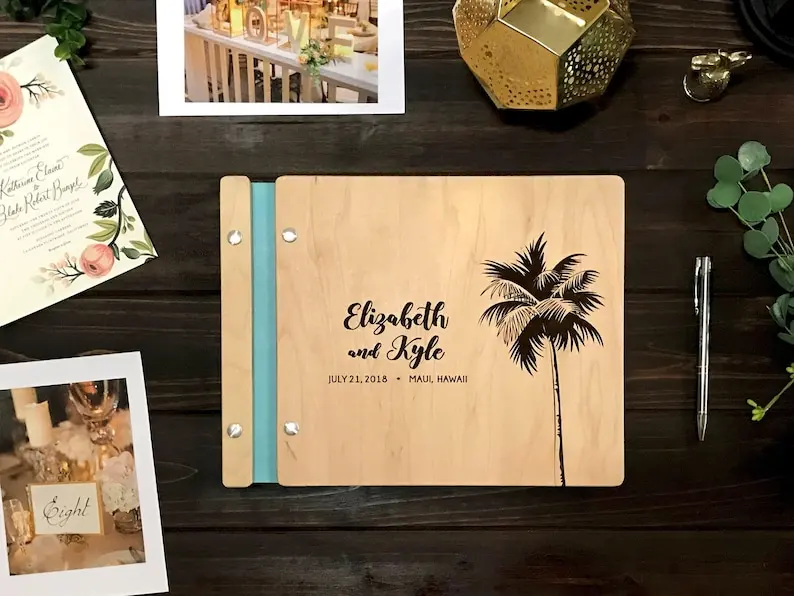 

Персонализированное тропическое дерево, деревянная свадебная гостевая книга, фотоальбом, альбом для вырезок, гостевая книга на заказ, свадебные сувениры, альбом воспоминаний