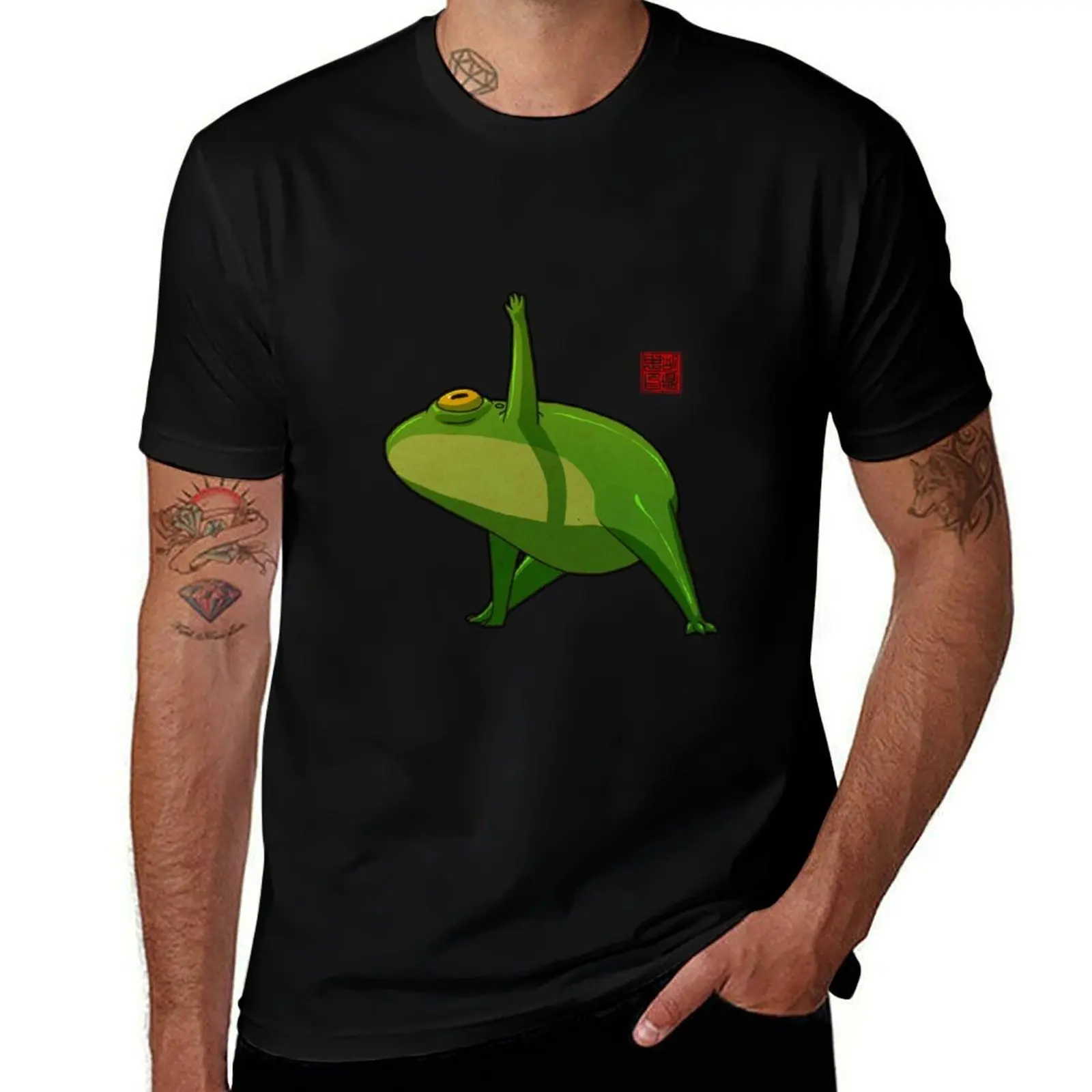 Yoga Frog Triangle Pose T-Shirt Plus Size Workout Short Sleeve Top T-Shirt