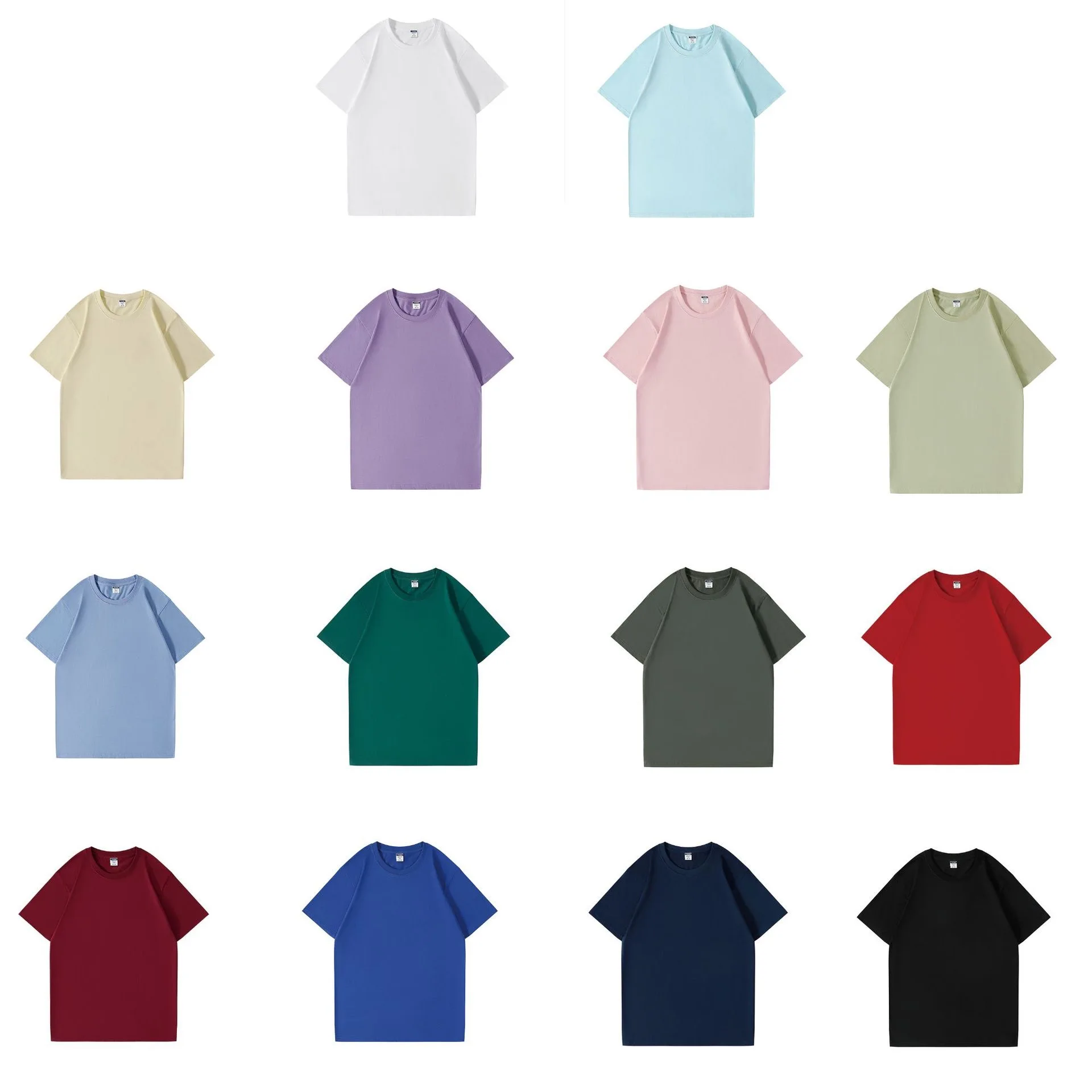 200g right shoulder T-shirt pure cotton round neck short sleeve blank solid color