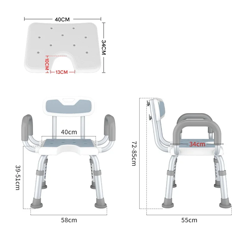 Anti-Slip Foldable Shower Seat - Bathroom Stool for Elderly Patients  Pregnant Women Space-Saving Design Mobility Bathing Aids