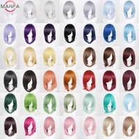 Peluca de Cosplay de Anime básica media de 40cm, pelucas de pelo sintético resistentes al calor, Rubio, negro, blanco, rojo, rosa, verde, marrón, dorado y azul