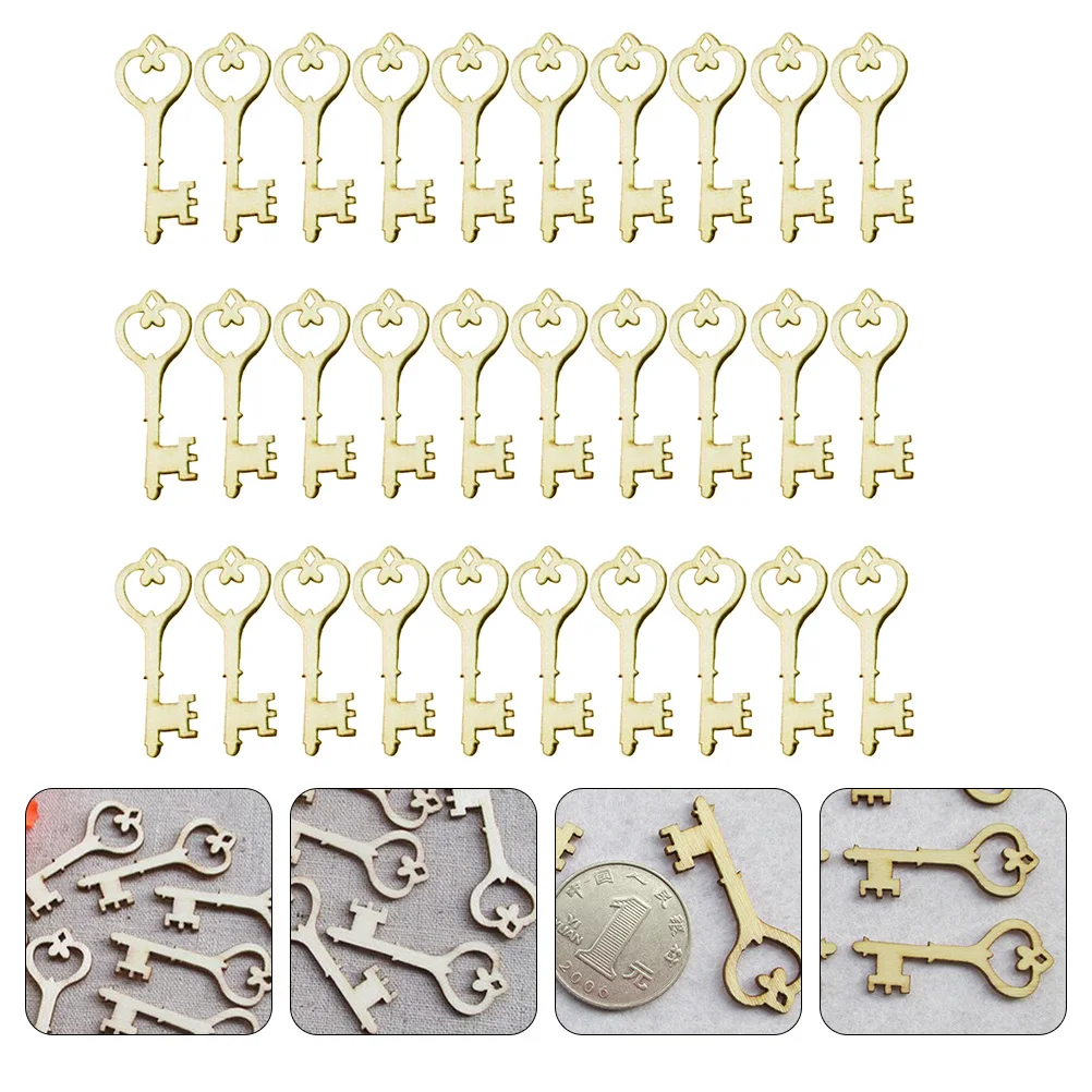 

30 Pcs Wooden Key Chips Natural Wood Slices H Crafts Pendant nament DIY Party Decorations Wedding Accessories