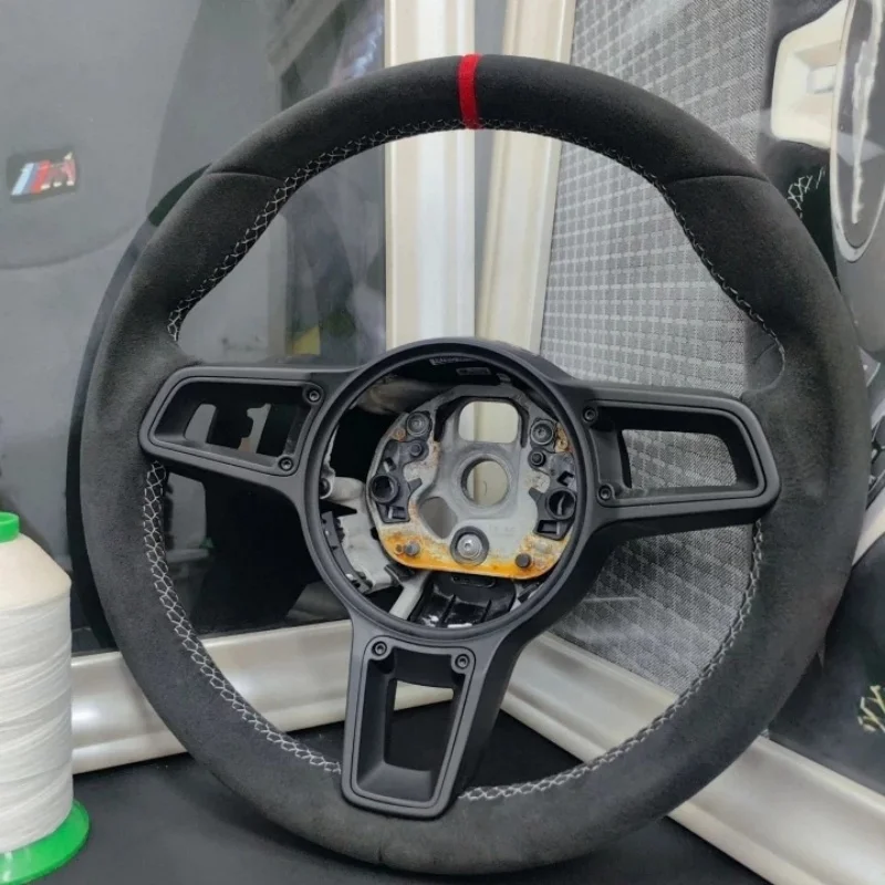 Customized Suede Leather Steering Wheel For Porsche Panamera Cayenne Macan 718 Boxster Cayman 996 911 981 958 991 view 6