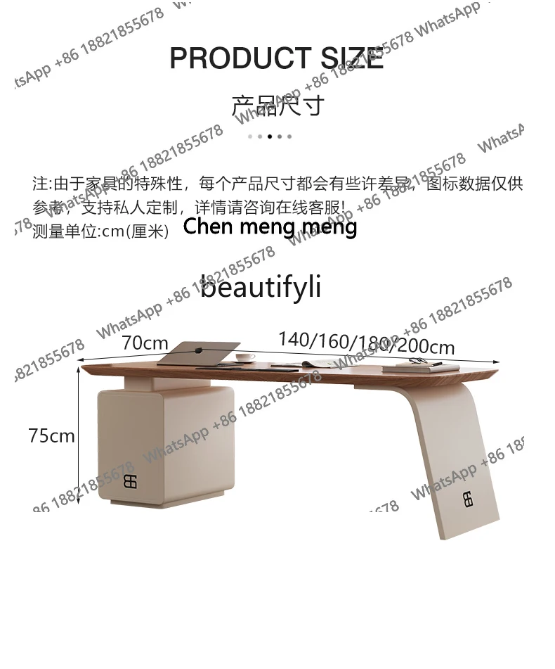 Solid wood desk light luxury modern medieval style desk household, cream style high-end study computer desk H