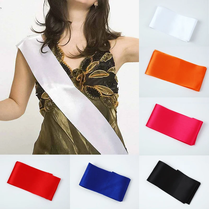 Solid Color Blank Shoulder Strap Bride Lady Gift Birthday Party Sash For Wedding Party Award Ceremony Supplies Shoulder Straps