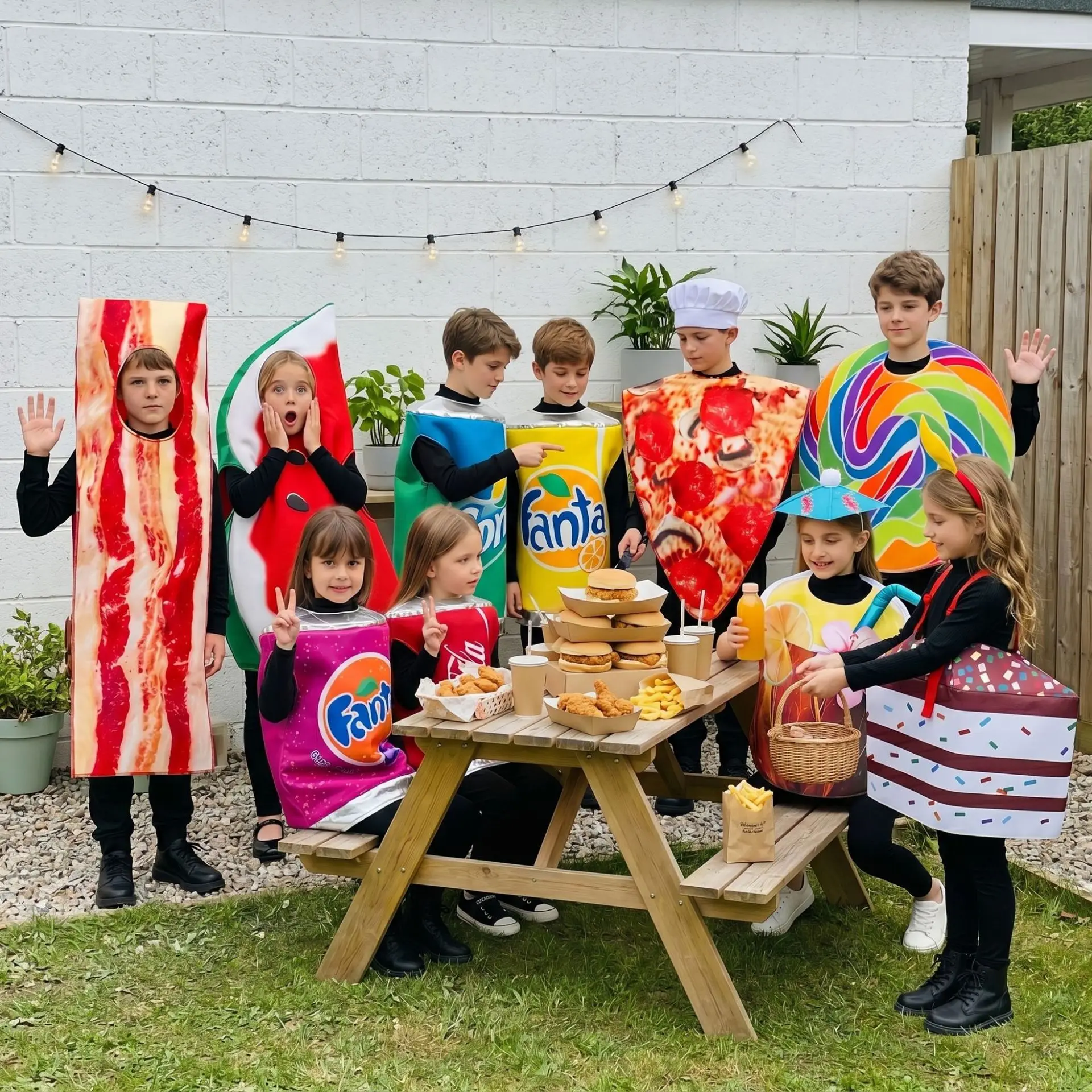 

Enfant Creative Food Cosplay Costumes Pizza Coke Watermelon Funny Outfits Mädchen Junge Holiday Party Stage Performance Wear