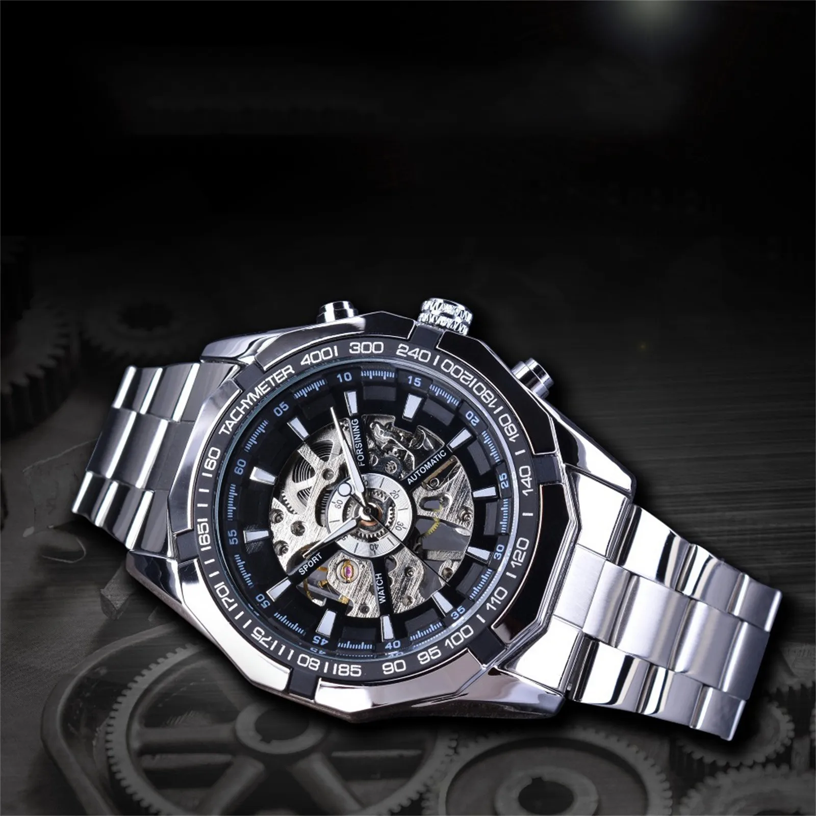 

2024 Fashion Watch Men Stainless Steel Belt Hollow Watch Automatic Mechanical Watch Casual Male Chronograph Reloj Hombre