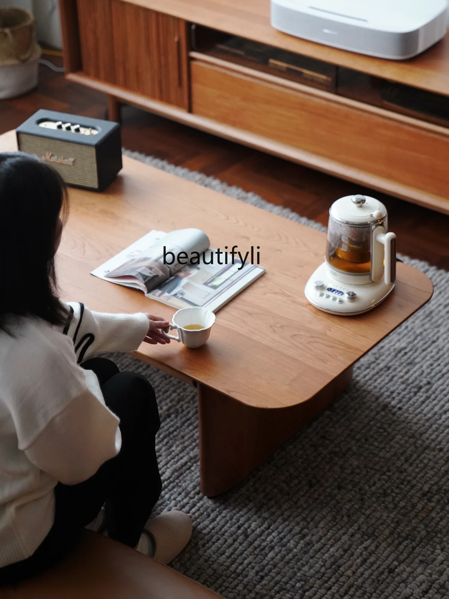 

Coffee Table Solid Wood Cherrywood Japanese Style Low Table Tea Table Minimalist American Black Walnut Small