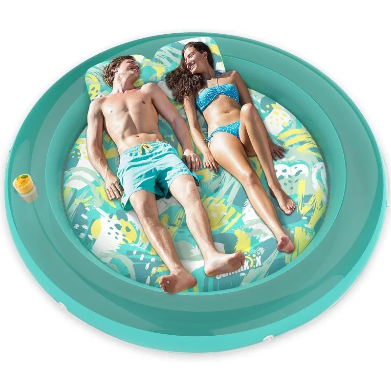 

Tanning Pool Floats Adult, 71" x 71" Large Luxury Inflatable Float Floating Lounge with Pillow, Circle 4 in 1 Suntan Tub Sunbath