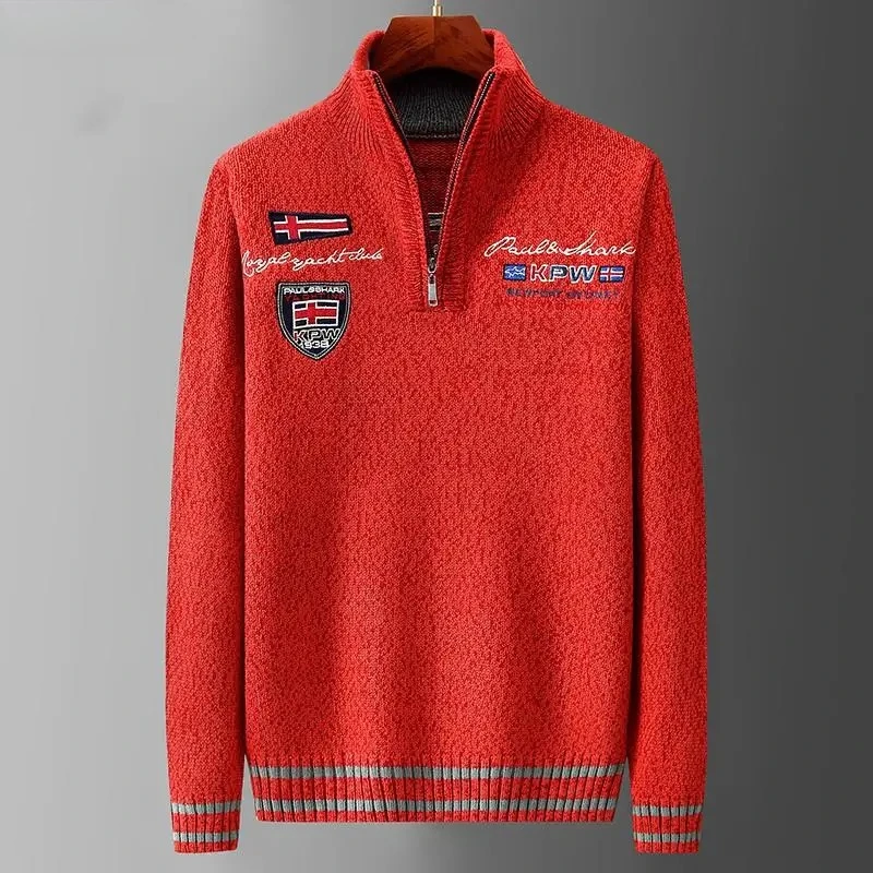 

Белый свитер, мужской трикотаж, одежда в виде акулы, хлопковые шерстяные джемперы, пуловеры, пальто, жаккардовые рождественские вязаные полуводолазки на молнии