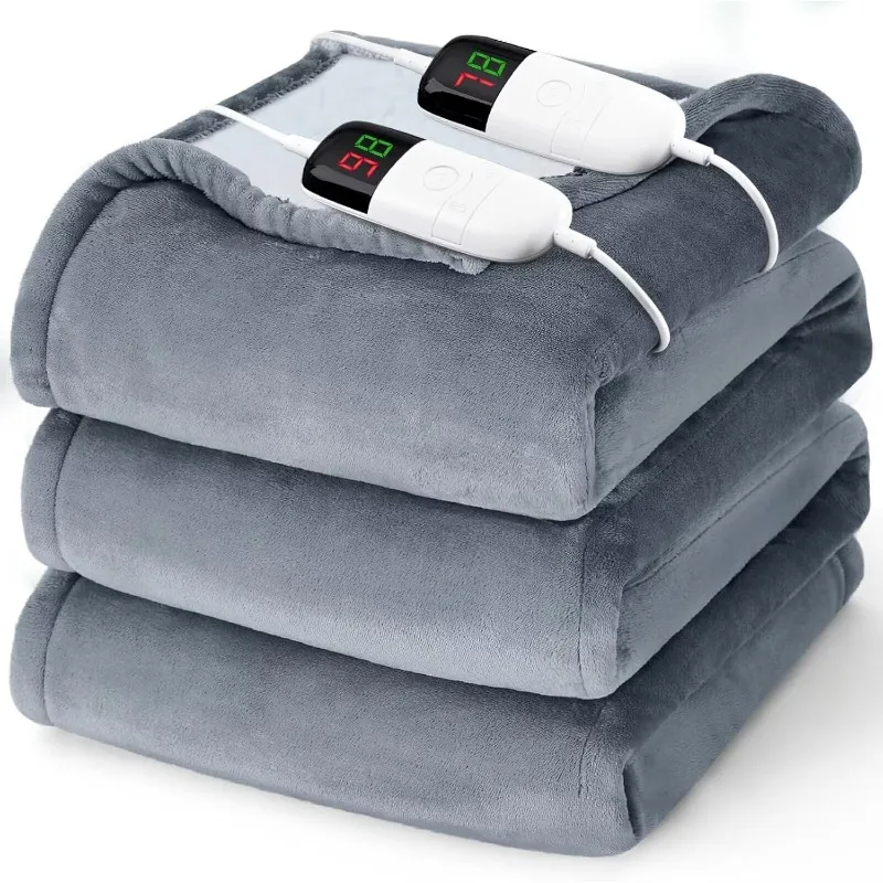 

Heated Electric Blanket Queen Size - 84" x 90" Heating Blanket with Dual Control, 10 Heating Levels & 8 Hours Auto Off,