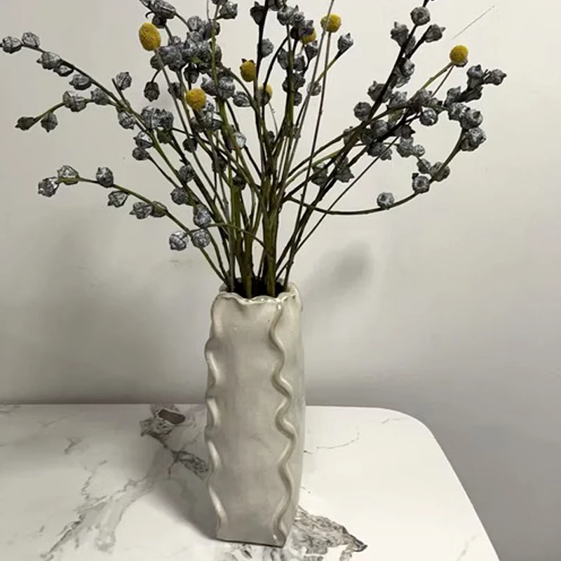 Nordic Ceramic Plain Fired Minimalist Vase, Home Office, Tabletop Dining Table Living Room Bedroom, Decoration, Flower Ware, 1Pc