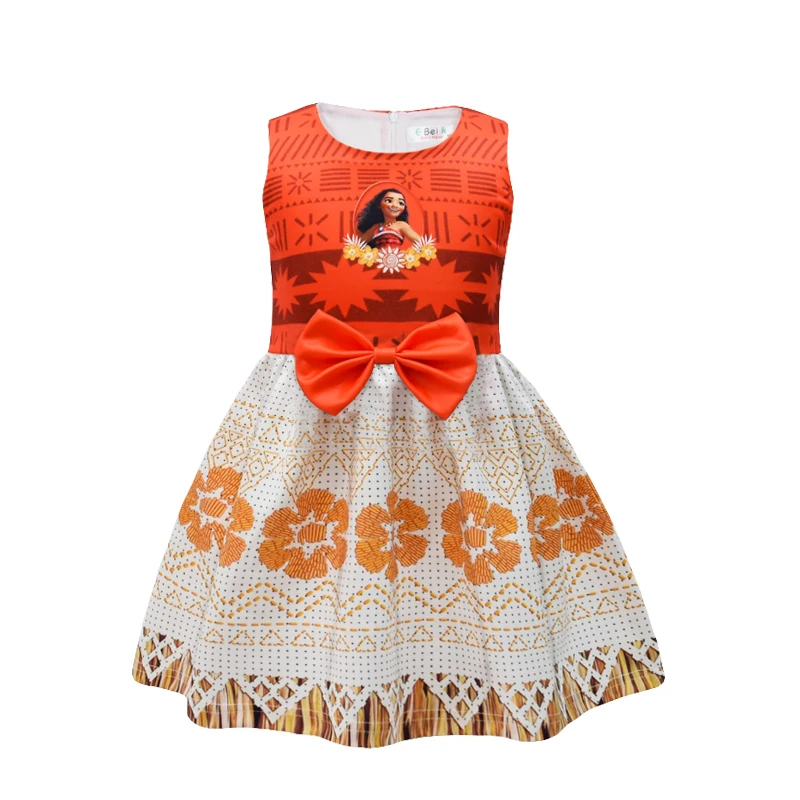 2023 Summer Moana Dress for Girls Moana Vaiana Princess Dresses Kids Party Cosplay Costumes with Wig Children Clothing Clothes