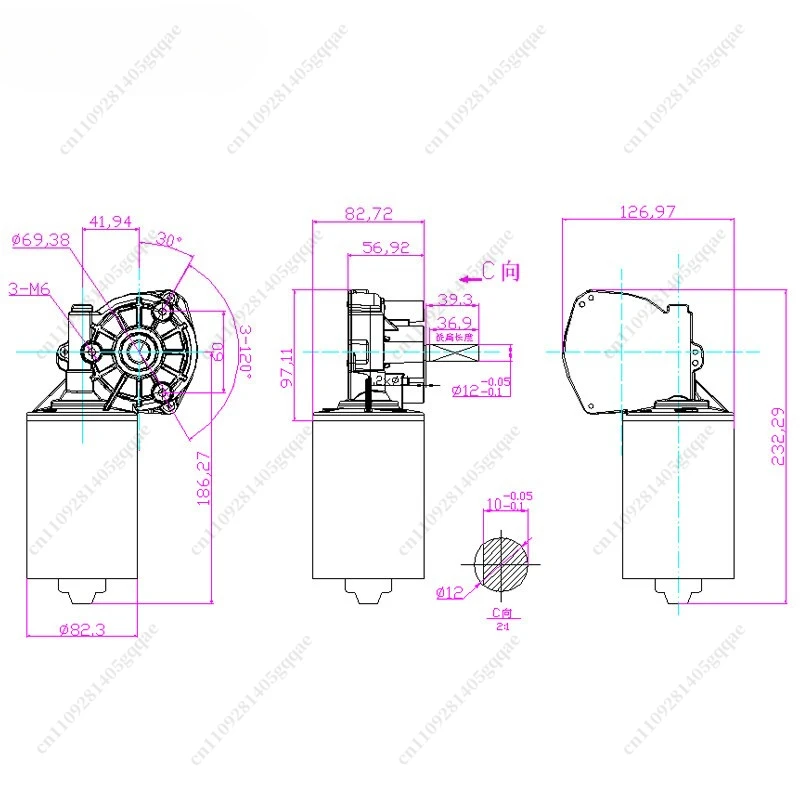 Doppellager 150W 200W Schneckengetriebemotor mit hoher Leistung, abgewinkelt – Detail 5
