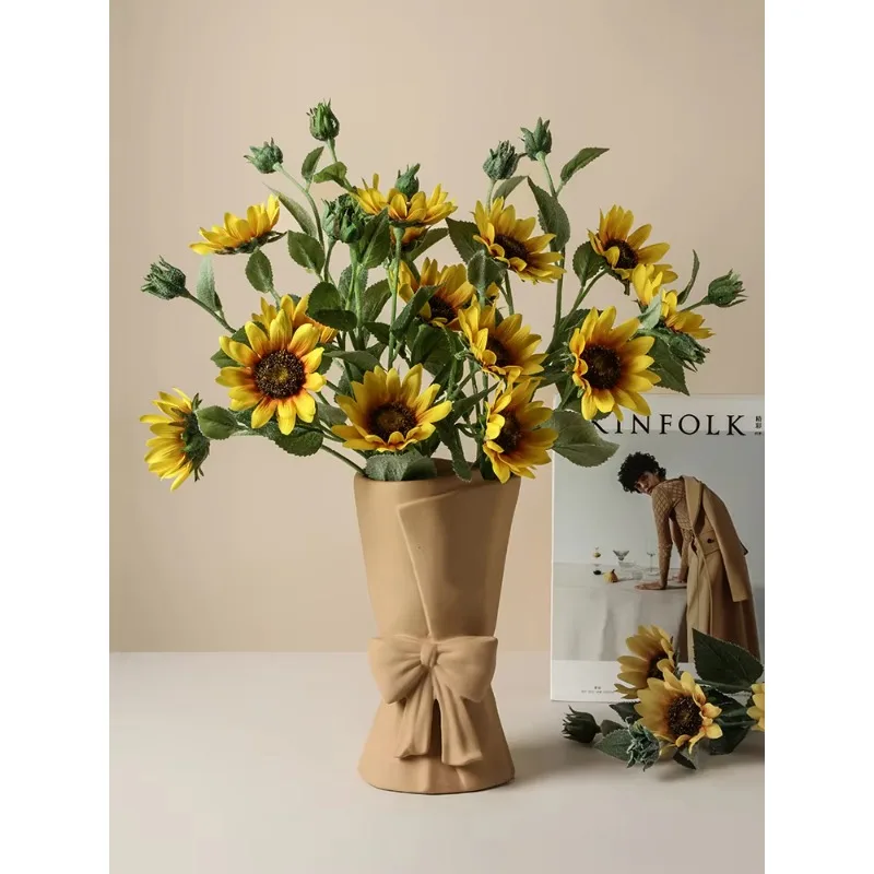 Factory direct Nordic creative ceramic vase decoration Morandi holding bouquet living room decorative vases with flowers