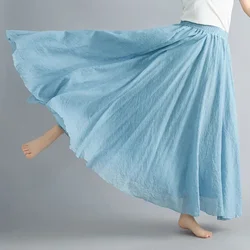 Summer Black Cotton Linen Women Skirt Maxi Faldas Ropa Mujer Loose Bottom Harajuku Saia Casual Boho Long Skirt Ladies Clothing