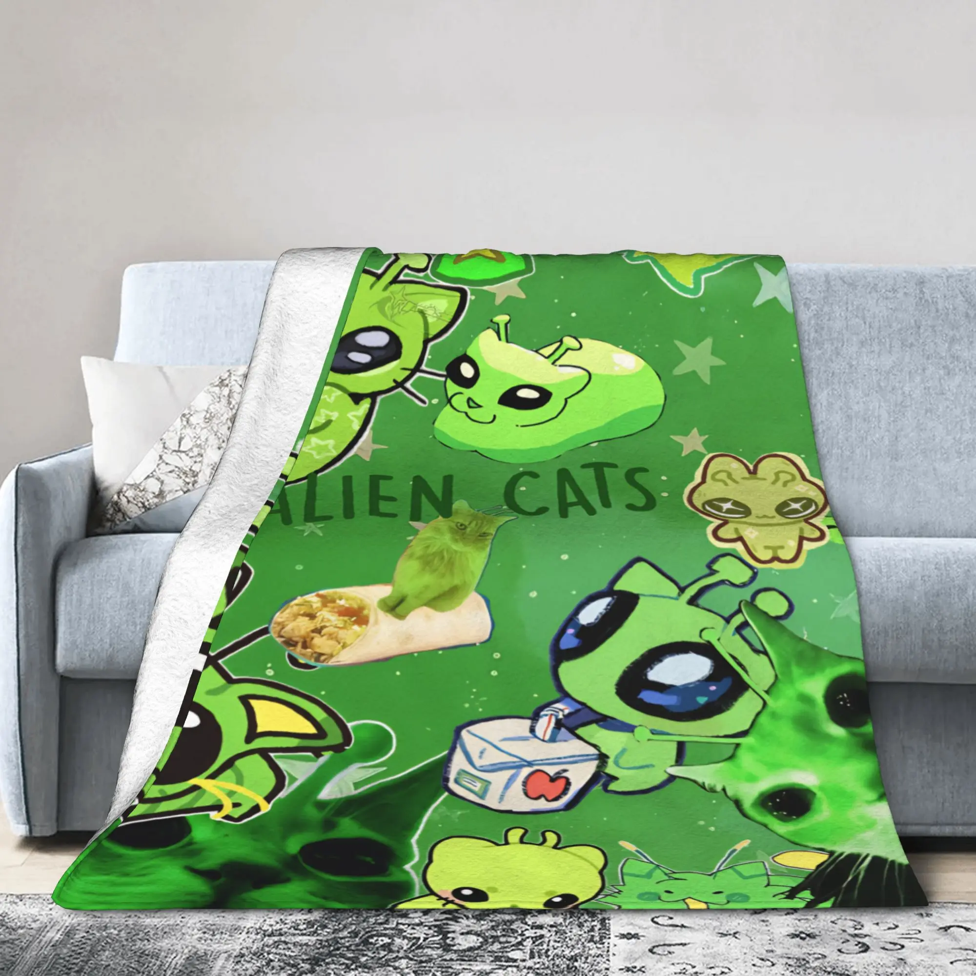 Alien Cat cats Blankets Super Soft Fleece Novelty Gifts  Throw Blanket Quilt