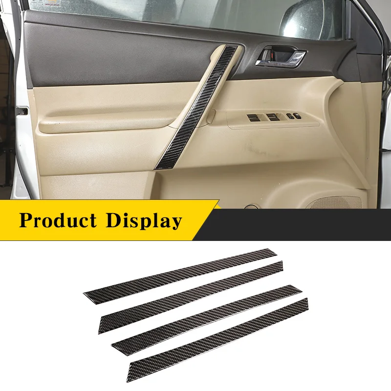 

For Toyota Highlander 2009-2013 Car Inner Door Panel Trim Protective Sticker Real Carbon Fiber Interior Accessories Decorative