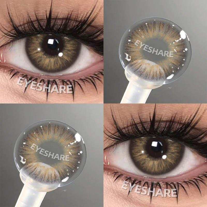 EYESHARE 0~-6,00 Myopie schwarze farbige Kontaktlinsen mit verschreibungspflichtigen braunen Linsen mit Grad für Schüler, modische Jahreslinse