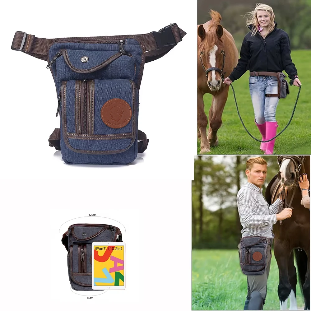 

Equestrian Canvas Bag Men Waist Motorcycle Riding Pack Hiking Climbing Camping Cycling Equestrian Gym Outdoor Sport Drop Leg Bag