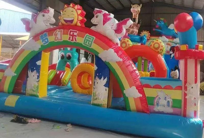 Outdoor large inflatable climbing wall, land trampoline castle naughty castle