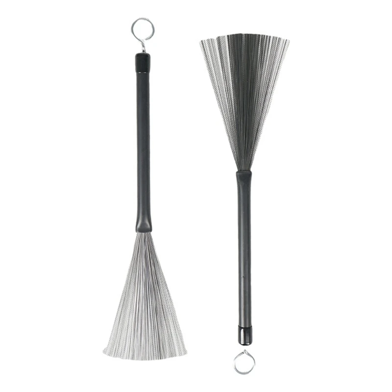 1Pair Retractable Drum Wire Brushes Drum Brush Percussion Wire Brushes Drumsticks Loop End Metal Wire Drum Brush
