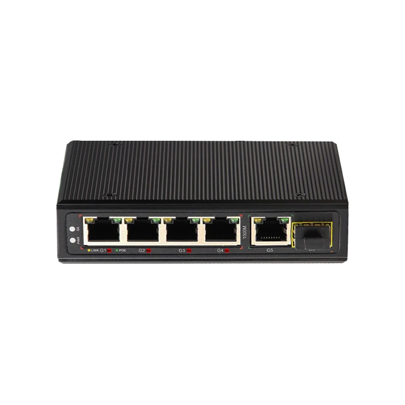 JT-COM 6포트 기가비트 BT형 산업용 이더넷 POE 스위치 4*10/100/1000Base-T POE ports+1*1000M RJ45 port+1*1.25G SFP 스위치