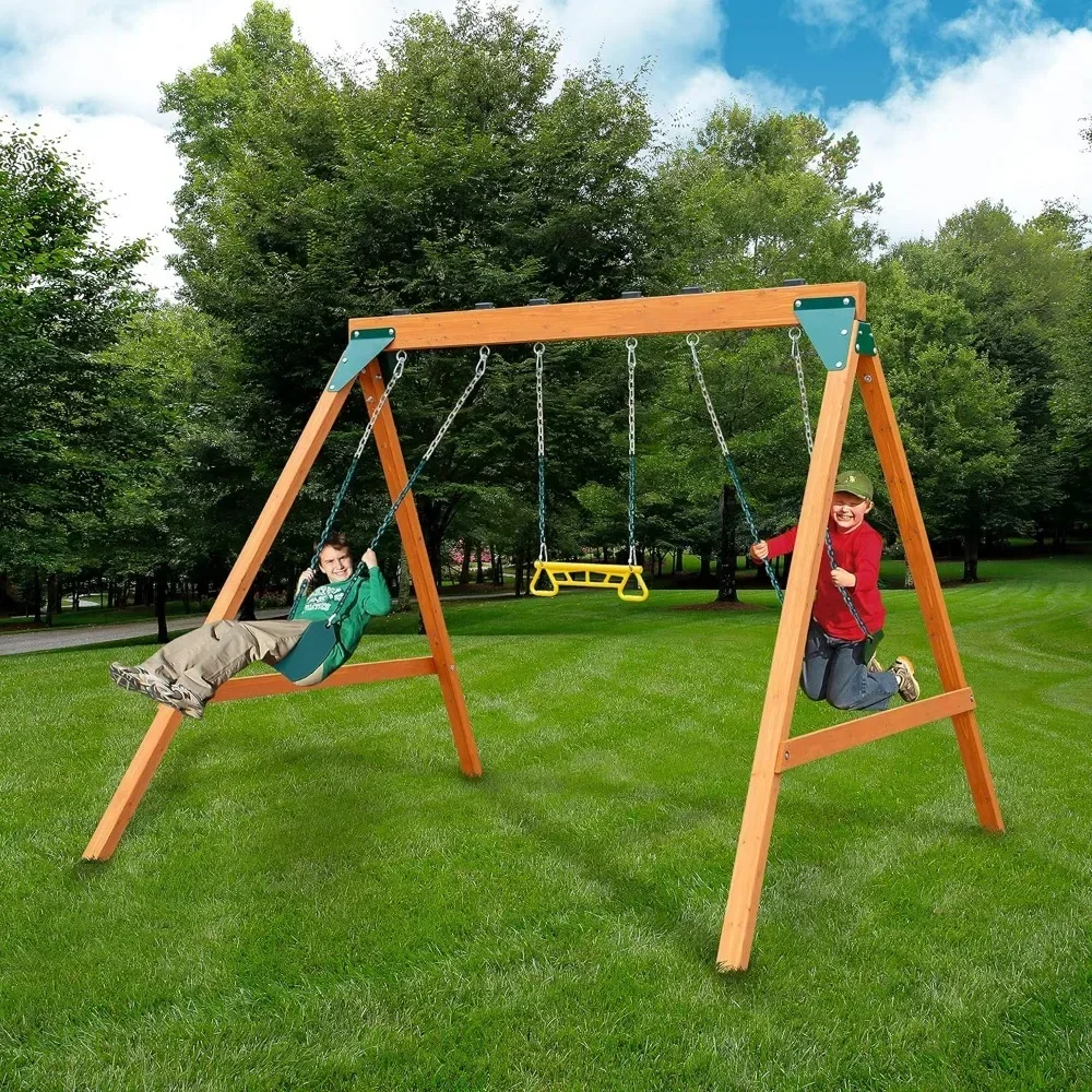 Ranger Wooden Swing Set with Swings, Brown (Amazon Exclusive)