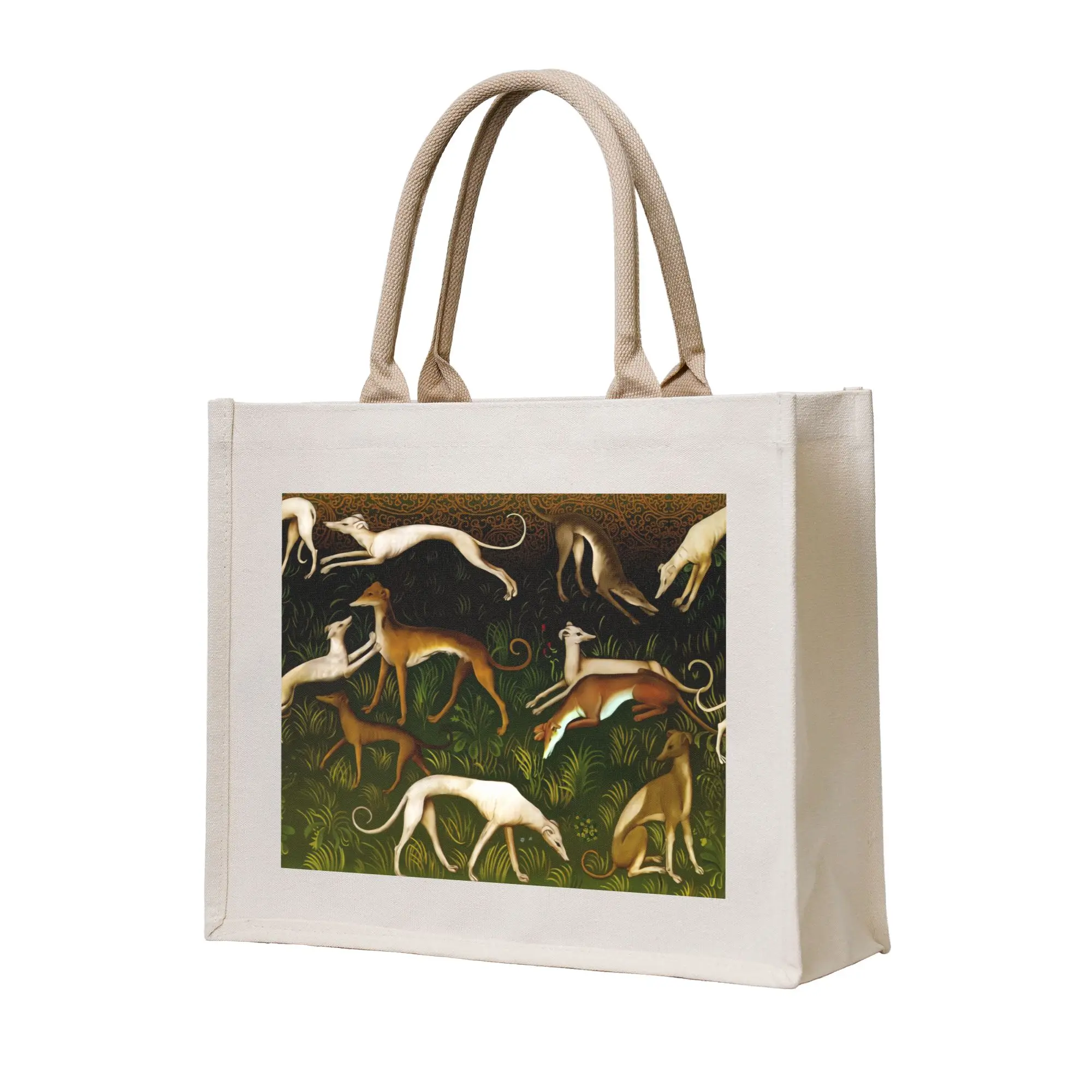 Custom Greyhounds Kawaii Whippet Shopping Bags Women Portable Big Capacity Groceries Sighthound Dog  Shopper Tote Bags