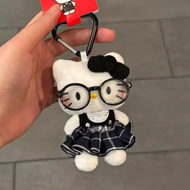 حار سانريو مرحبا كيتي Kawaii سوبر لطيف نظارات دمية حقيبة قلادة الكرتون لطيف أفخم دمية المفاتيح إعطاء هدايا عيد الميلاد للفتيات #4