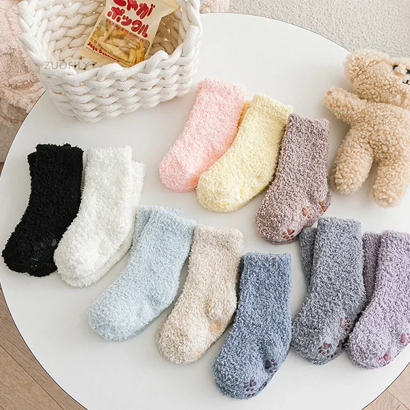 Winter Thick Coral Fleece Children Warm Kids Socks Girls Boys Toddler Soft Baby Autumn Stuff Newborn Anti-slip Floor Socks 0-5Y