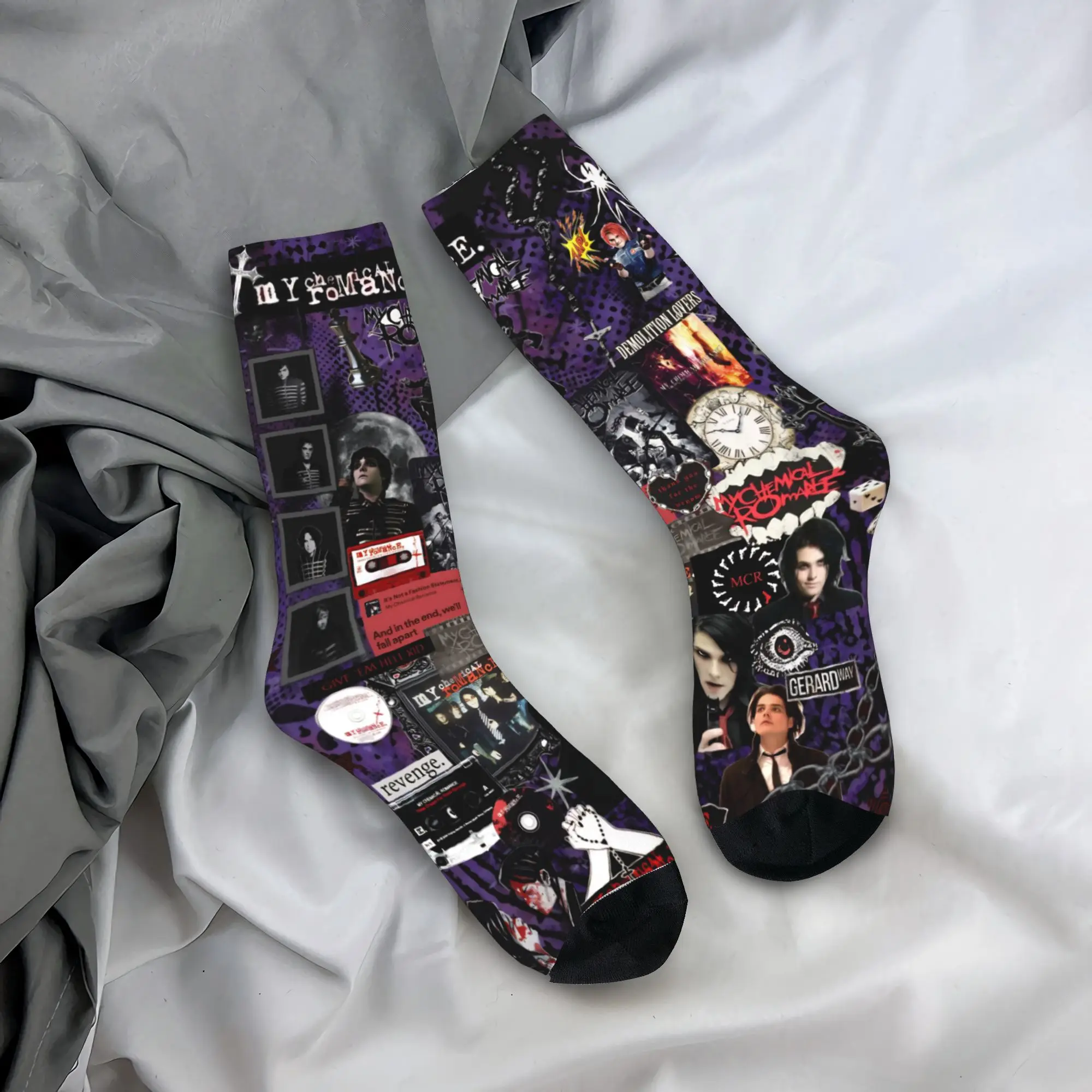 

Носки My Chemical Romance Band в стиле панк, винтажные носки с музыкальным принтом, мужские высококачественные велосипедные носки, осенний дизайн, нескользящие носки