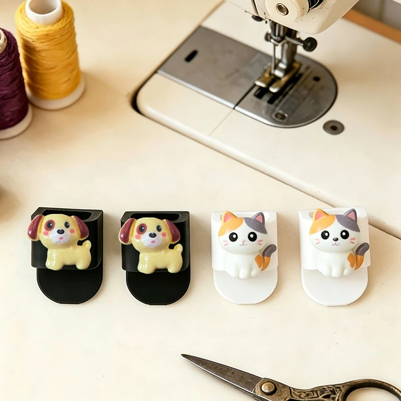 1/2/4Pcs Sewing Machine Scissor Box With Cat Dog Pattern Storage Adhesive Backing Versatile For Storing Scissors, Tweezers