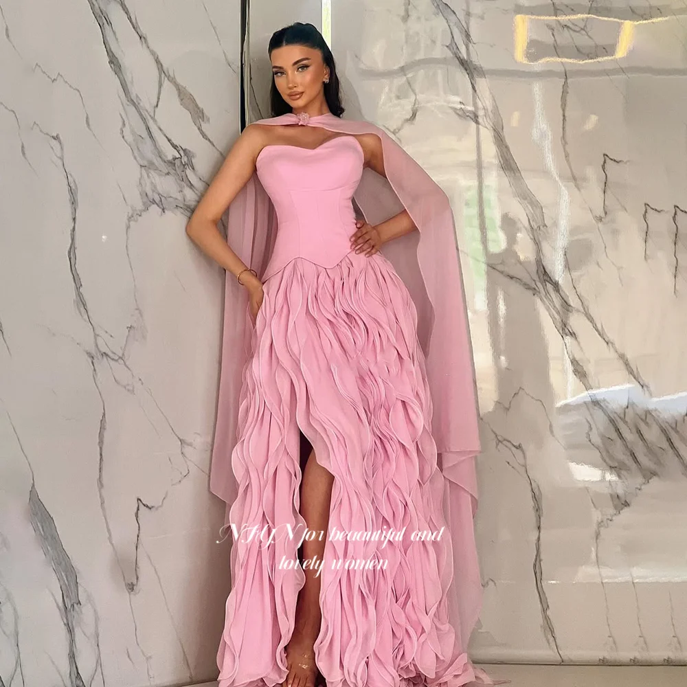 

NFYN Sweetheart Prom Dress Ruffles Evening Gown A Line Multilayers Party Dresses for Arabic Women Customized