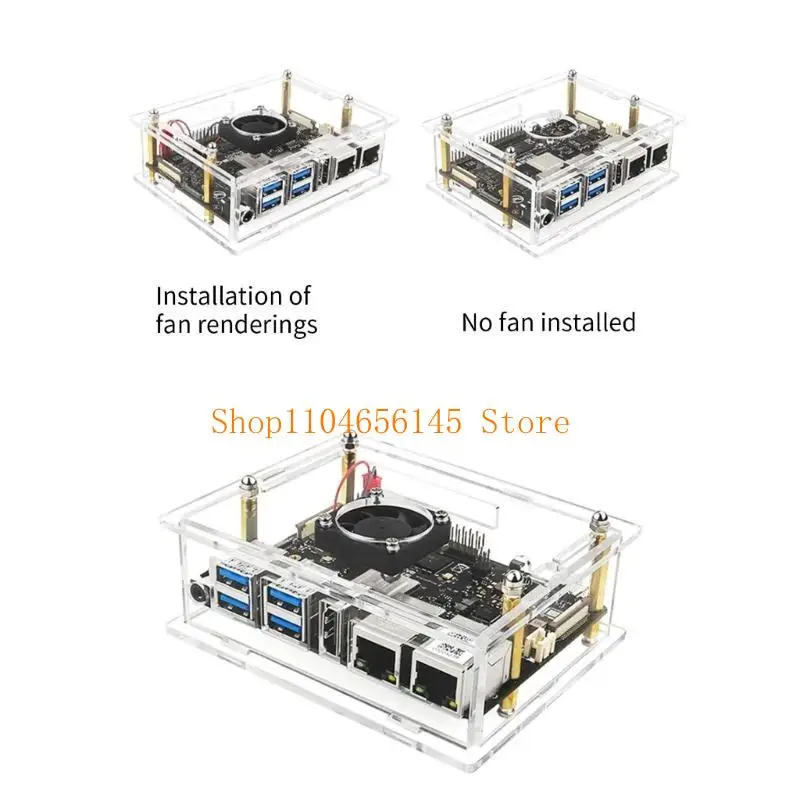 

5ASD для платы VisionFive2 с четким акриловым корпусом с охлаждающим вентилятором