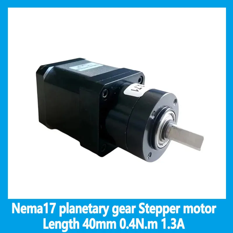 

Nema17 planetary gear Stepper motor Length 40mm 0.4N.m 1.3A Speed ratio 3.71:1 5.18:1 13.7:1 19.2:1 27:1 51:1 99:1
