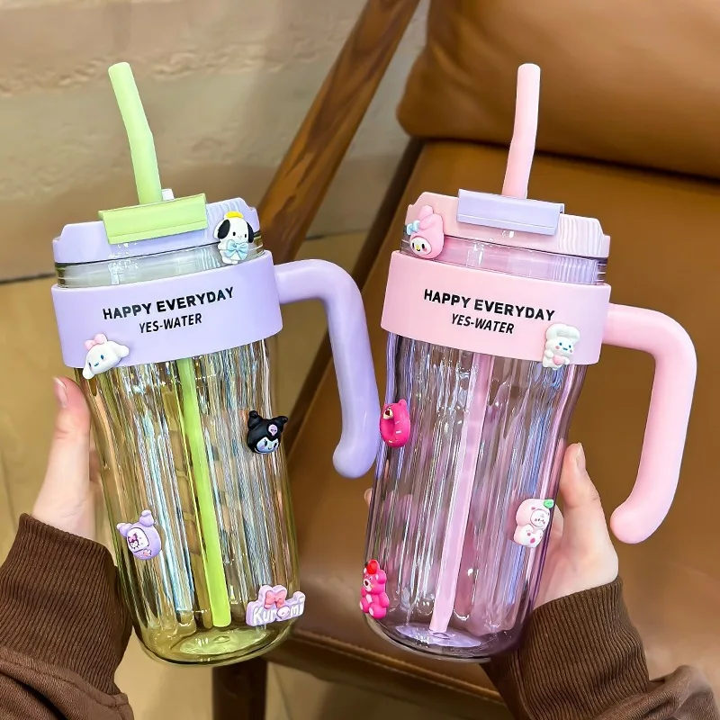 

920ML Straw Water Bottle With Handle Portable Straw Cup Water Bottle for Outdoor Sports Travel Fitness Drinking Bottle