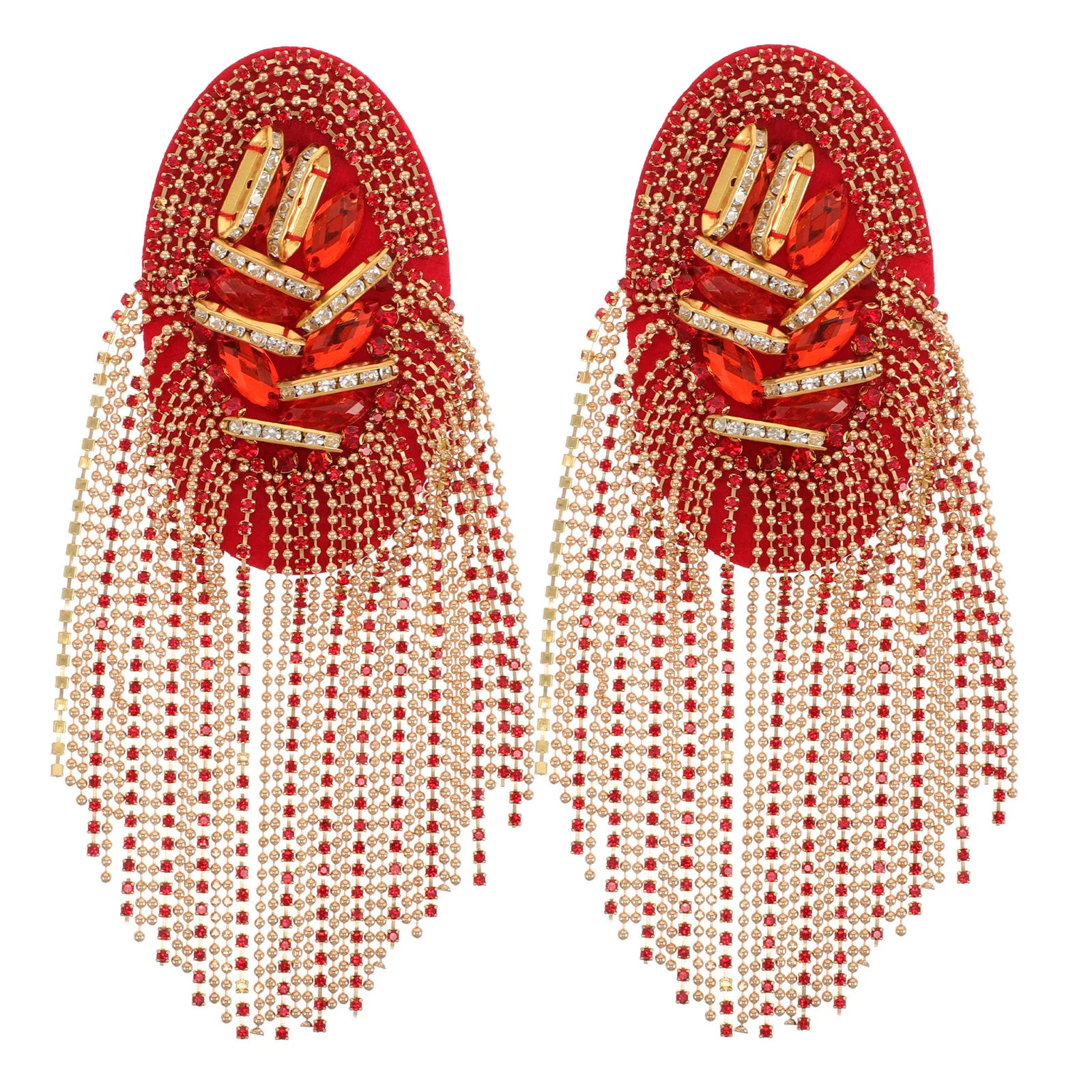 

2pcs Metal Punk Shoulder Epaulettes Beaded Fringe Tassel For Jackets Suits Cosplay Stage Handmade Rhinestone Applique Sewing