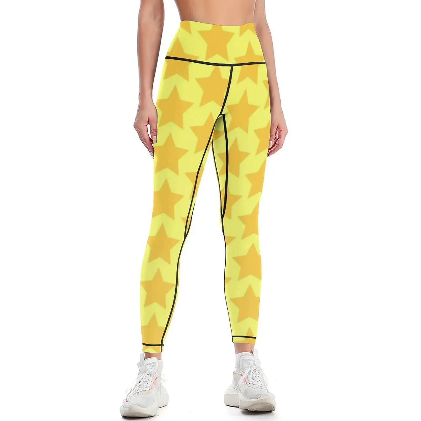 

Yellow Stars Leggings joggers for Golf wear gym clothing flared Womens Leggings