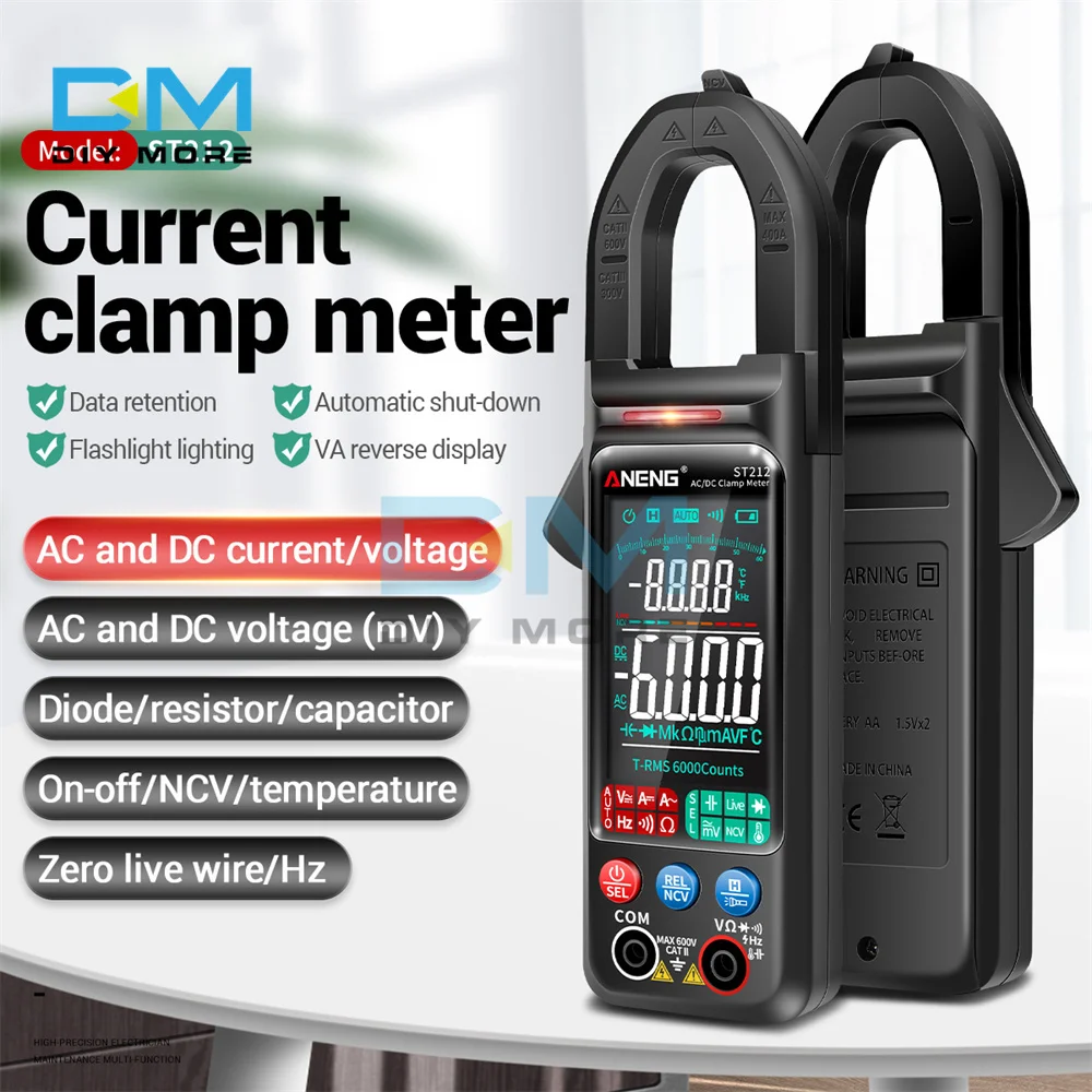 ANENG ST212 6000 Counts Digital Clamp Meter AC Current Multimeter DC/AC Voltage Ammeter Amp Hz Capacitance NCV Multimeter