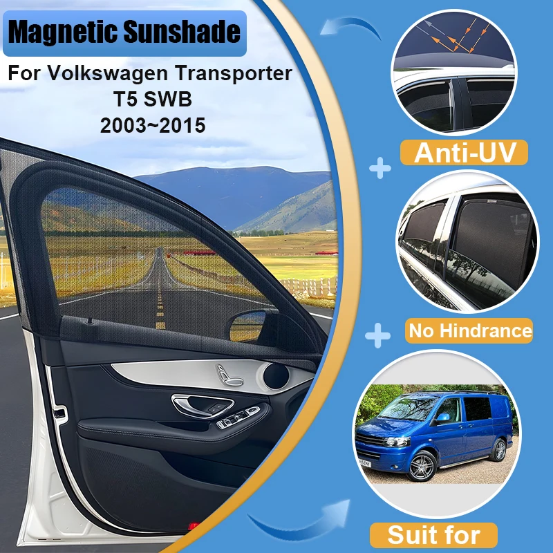 

For Volkswagen Transporter Caravelle Multivan Doubleback T5 SWB 2003~2015 Magnetic Curtain Mesh Sun Visor Anti-UV Ray Accessorie