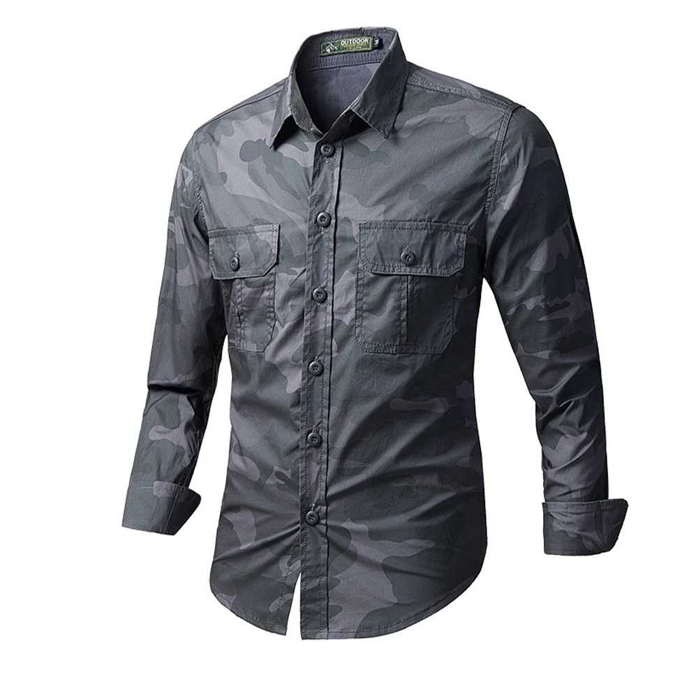 New Camouflage Cargo Shirt for Men 100% Cotton Multi-Pocket Shirts High Quality Militar Overshirt Outdoor Casual Colthing