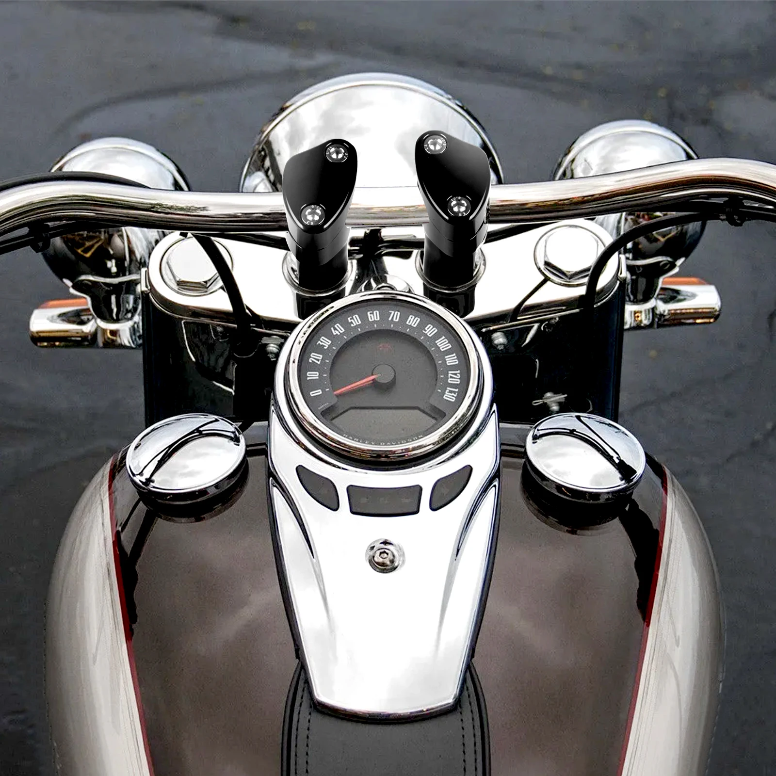 

Motorcycle Black 4 inch Height Pullback Handlebar Universal 1 inch Handlebar Riser Clamp Round for Harley Dyna Softail Honda