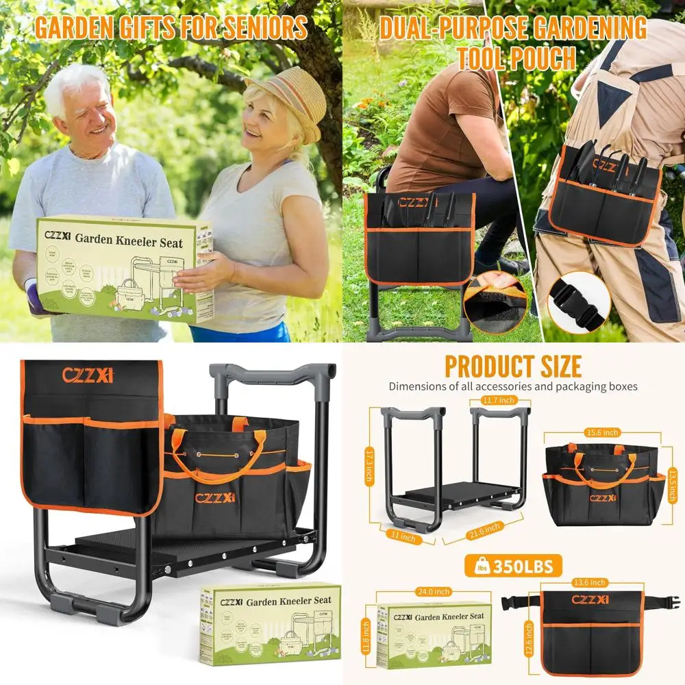 

Прочный садовый табурет с более широкой подушечкой на коленях и сумкой для инструментов, идеальное садовое сиденье для женщин и пожилых людей
