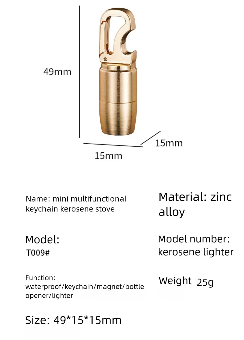 Retro Vintage Mini Zapalniczka Naftowa Przenośna Osobowość Zapalniczka Benzynowa Gadżety Wisiorek 55 * 17MM