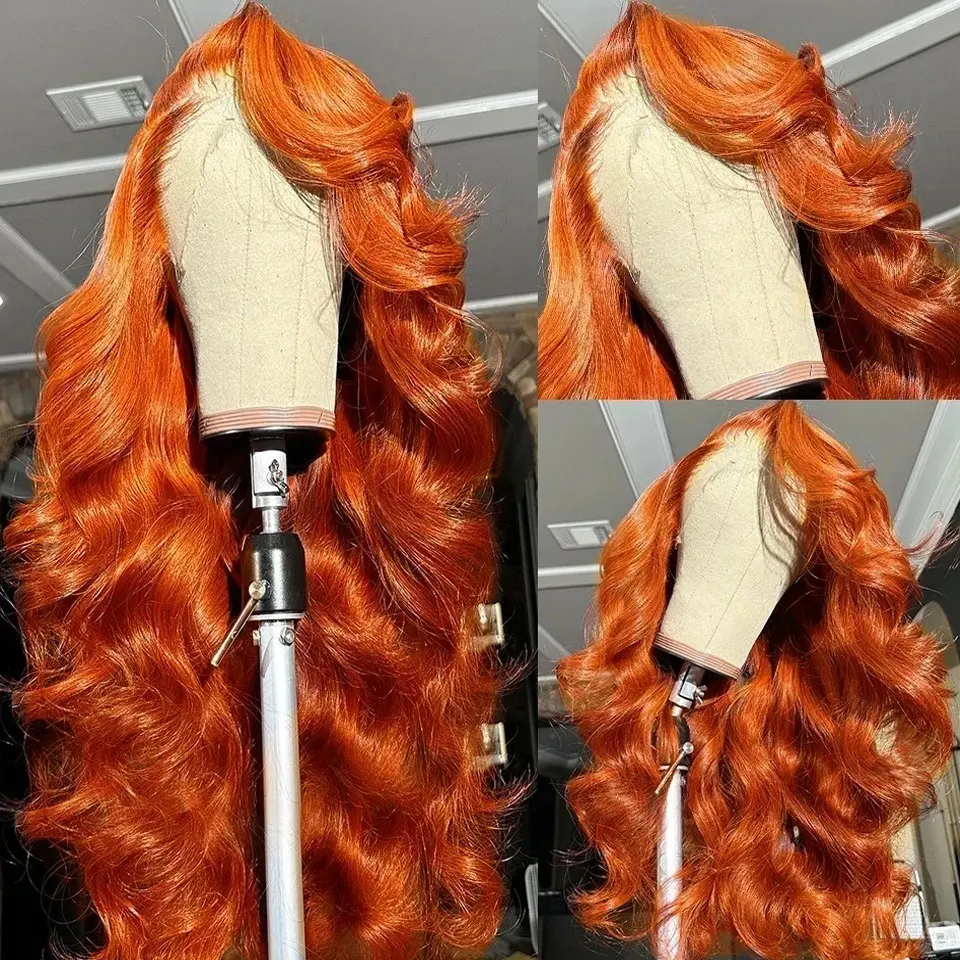 13x4 Ginger Orange Body Wave Human Hair Lace Frontal Wig 13x6 HD Transparent Lace Frontal Human Hair Wigs Lace Wigs For Women