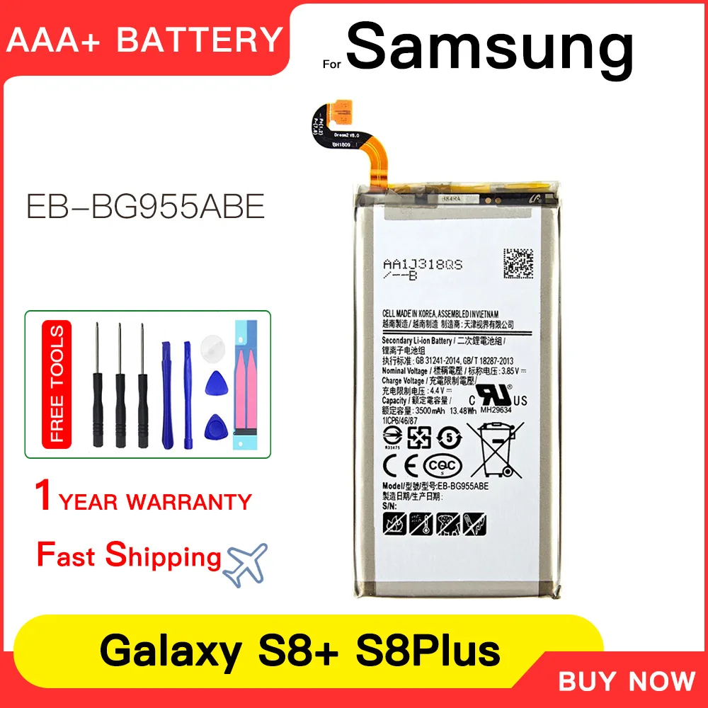 

Genuine EB-BG955ABE Battery For Samsung Galaxy S8+ S8 Plus+ G9550 G955 G955F G955A G955T G955S G955P EB-BG955ABA Bateria+Tools