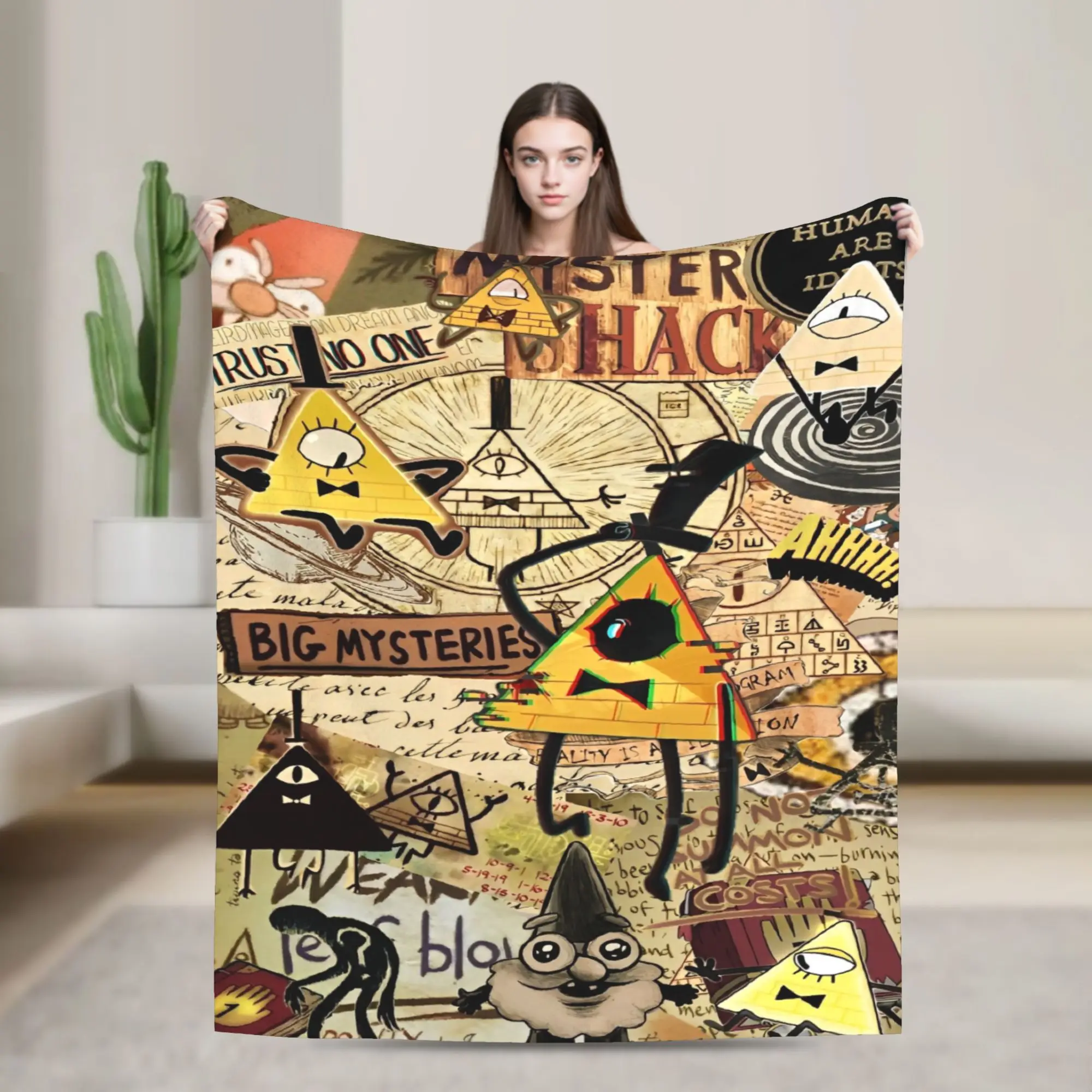 Gravitys Falls Fleece Throw Blanket Bill Cipher Mystery Blankets for Bedding Couch Lightweight Thin Plush Thin Quilt,