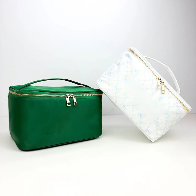 Custom Name 30PCS Zipper Cosmetic Bag For Women Travel Toiletry Case With Mirror Ladies Portable Hanging Makeup Organizer Box