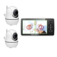 5 inch Baby Camera Monitor with Two Camera and Audio,Night Vision,4X Zoom,1000ft Range 2-Way Audio Temperature Sensor Lullaby
